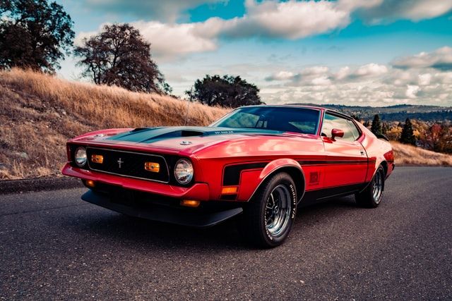 Red muscle car