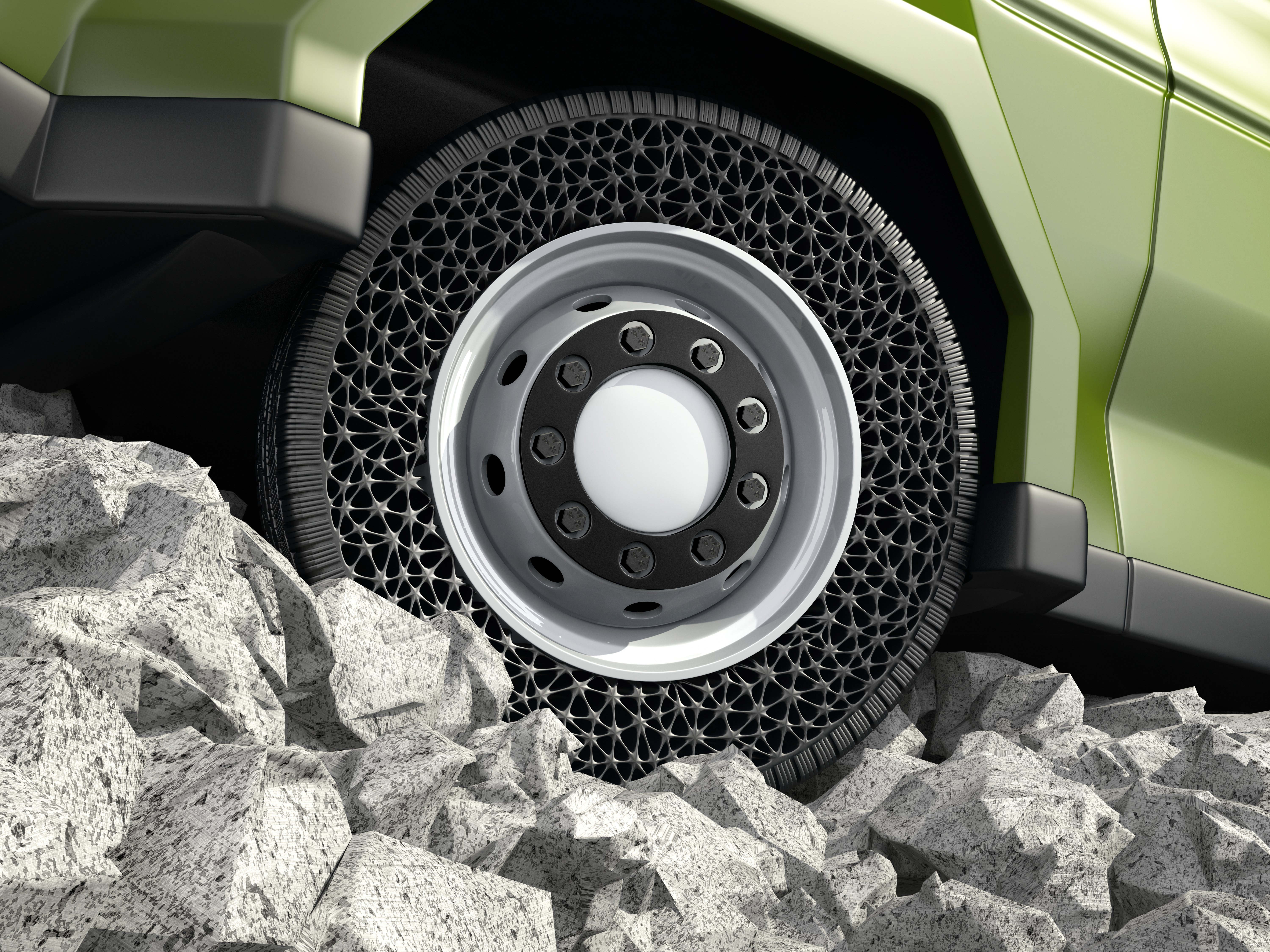 Airless auto tubeless foam spoke wheel transport tyre transportation vehicle rubber polyurethane flat free tire