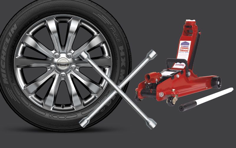 Spare tire and tools needed to change supercarsGH