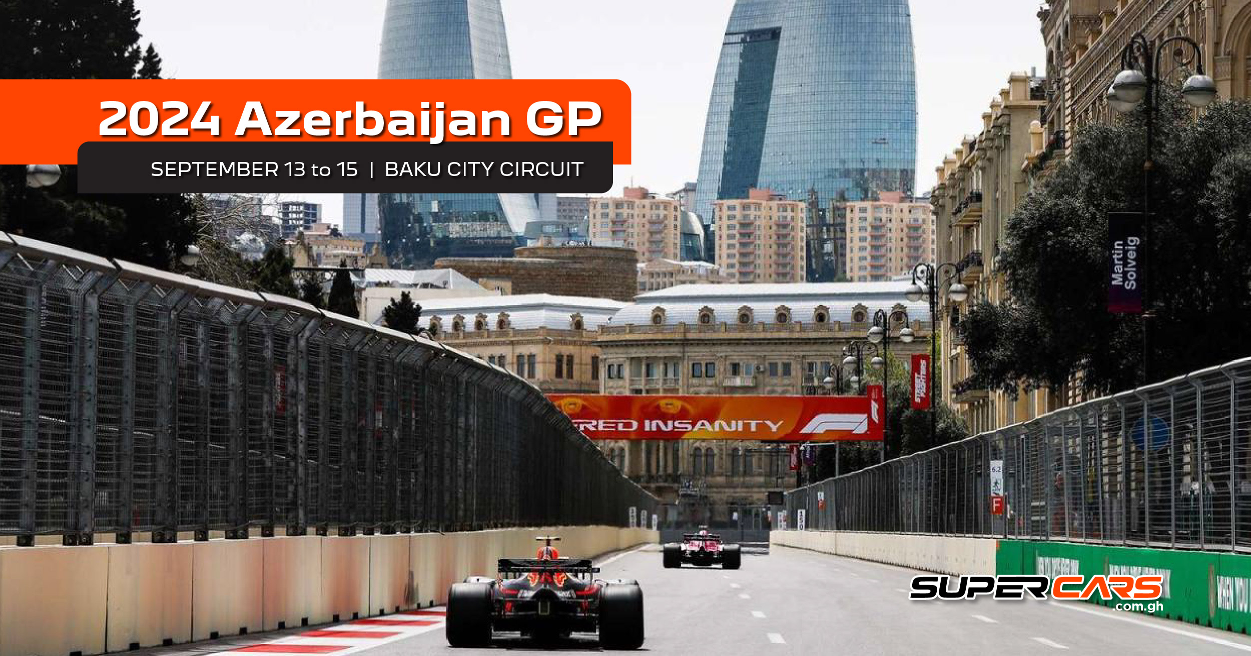 2024 Azerbaijan Grand Prix at Baku City Circuit with F1 cars racing through the streets, featuring the famous Flame Towers in the background. 2024 Azerbaijan Grand Prix at the Baku City Circuit with F1 cars racing through the historic city streets.